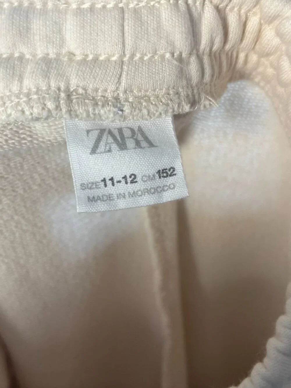ZARA Girls Cream Jogger Pants Size 11–12 Elastic Waist Casual Lounge Sweatpants